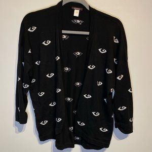 Kerisma Size Large Black Cardigan With Eyes